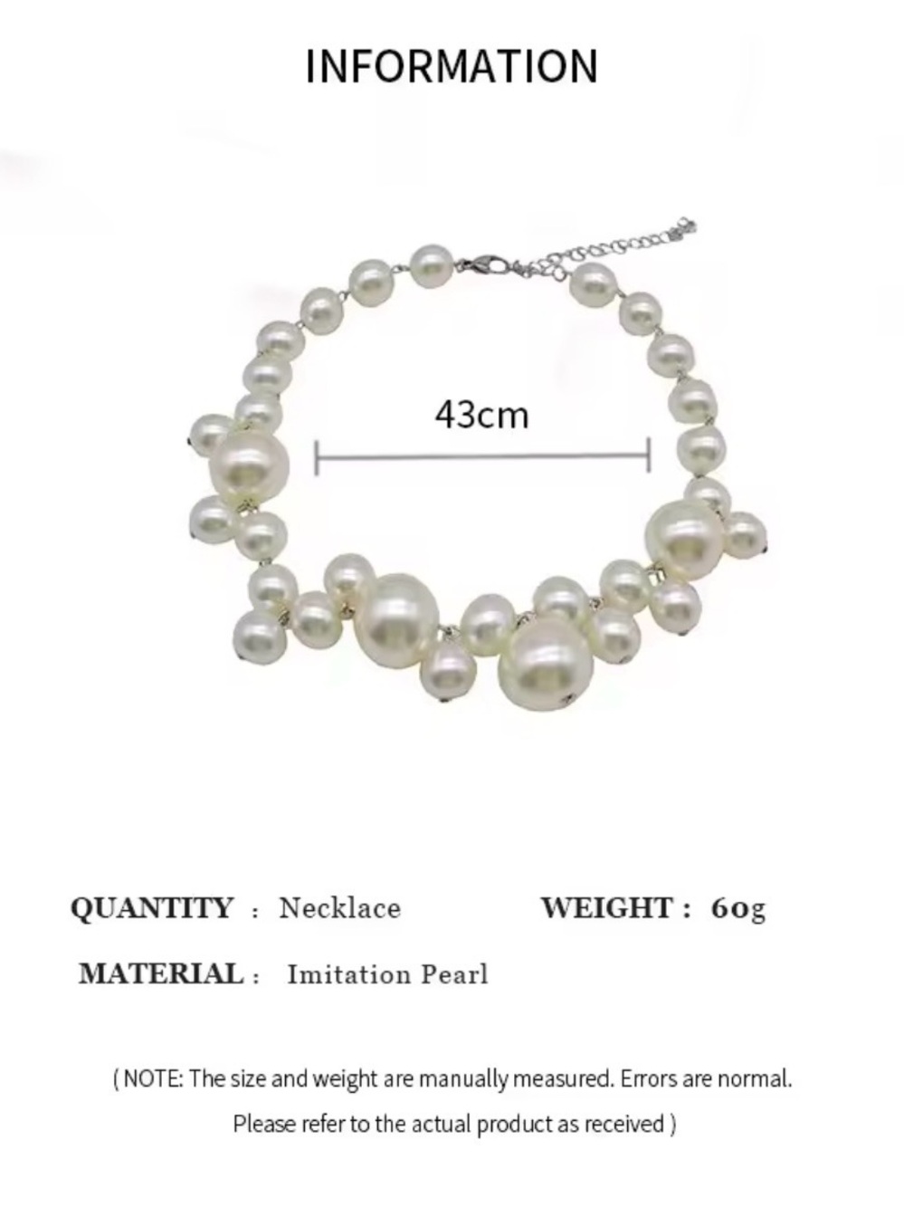 Necklace Big Pearls Beads Choker Necklaces Party Wedding Bride - Picture 4 of 5